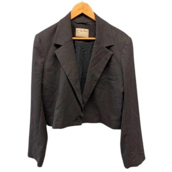 Free People We The Free Cropped Blazer Jacket Womens L Black One Button‎ Trendy - Picture 1 of 12